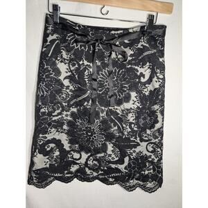 Worthington Womens Floral Lace Overlay A-Line Skirt‎ Size 6 Whimsigoth cotton